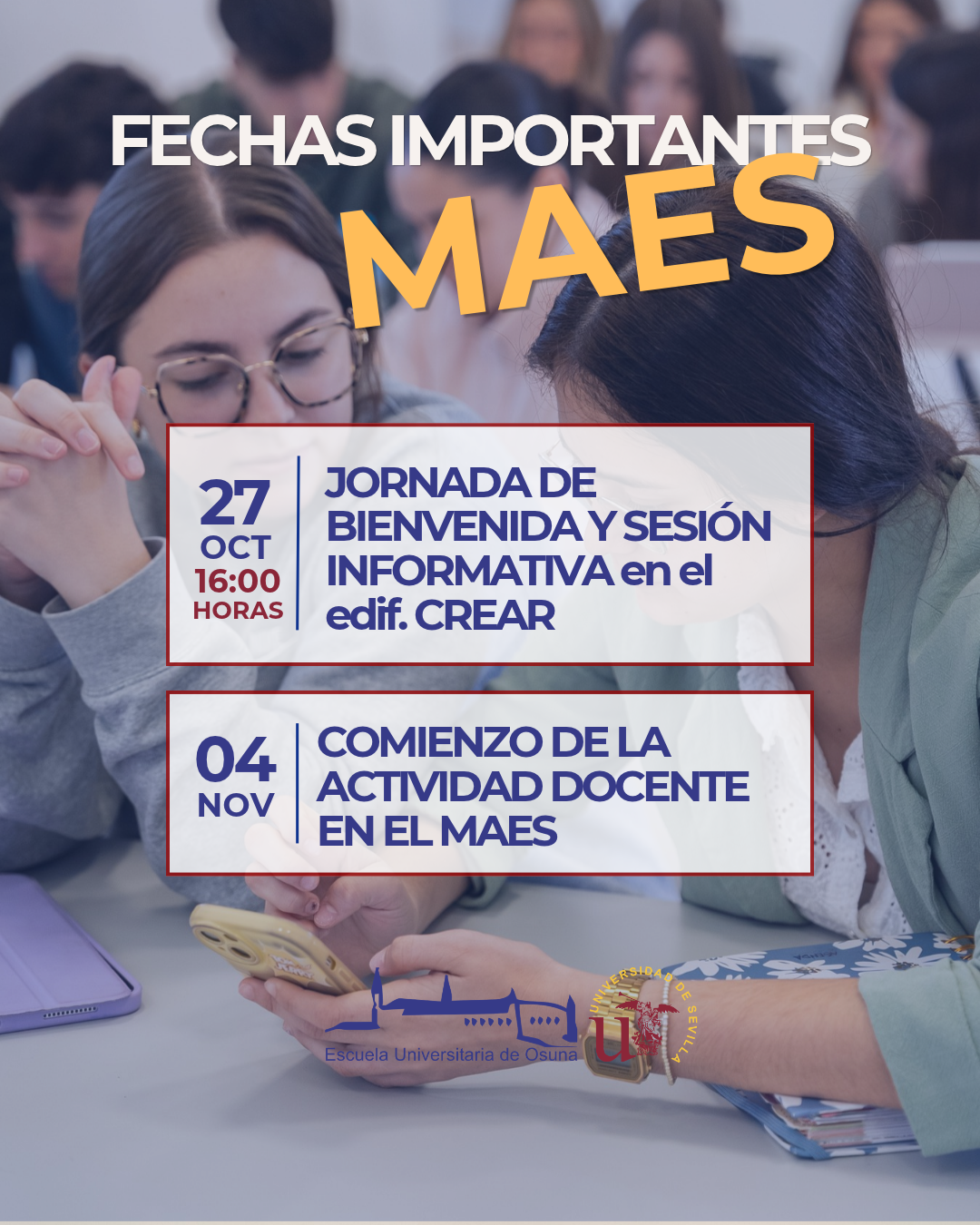 Jornada de Bienvenida y Sesión Informativa del MAES, Curso 2026/2027